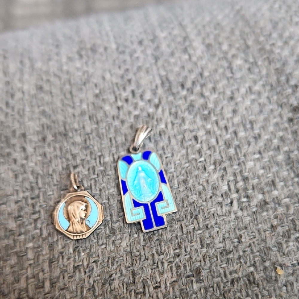 Blue and Silver Religious Pendant Set
